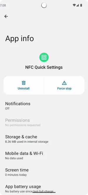 NFC Quick Settings